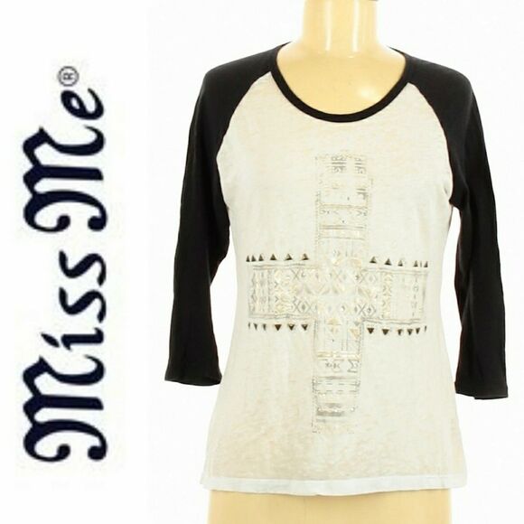 Miss Me Baseball Tee w/ Cross - Picture 1 of 4